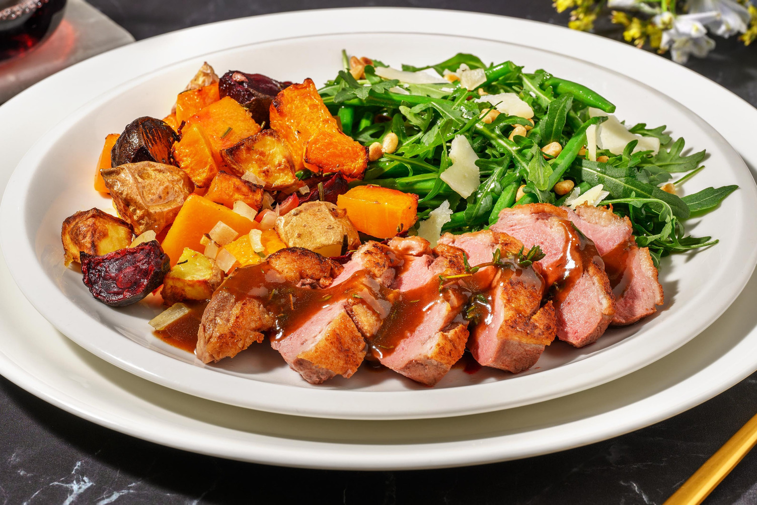 Stekt ankbröst och rödvinssås