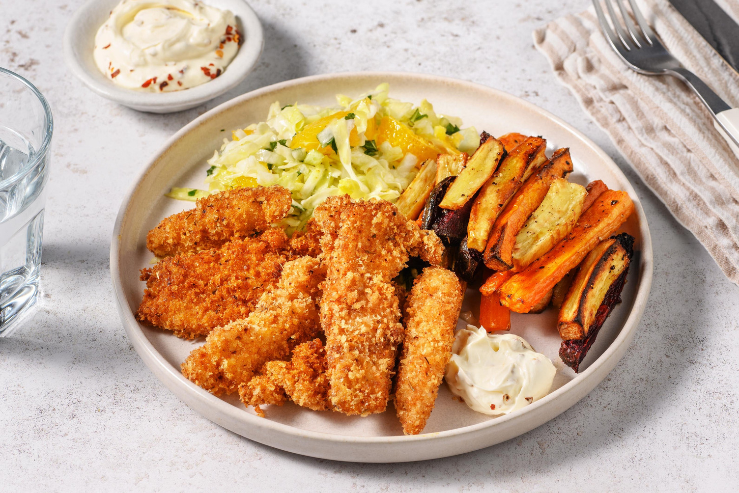 Sprø cajunkylling og rotfruktfries