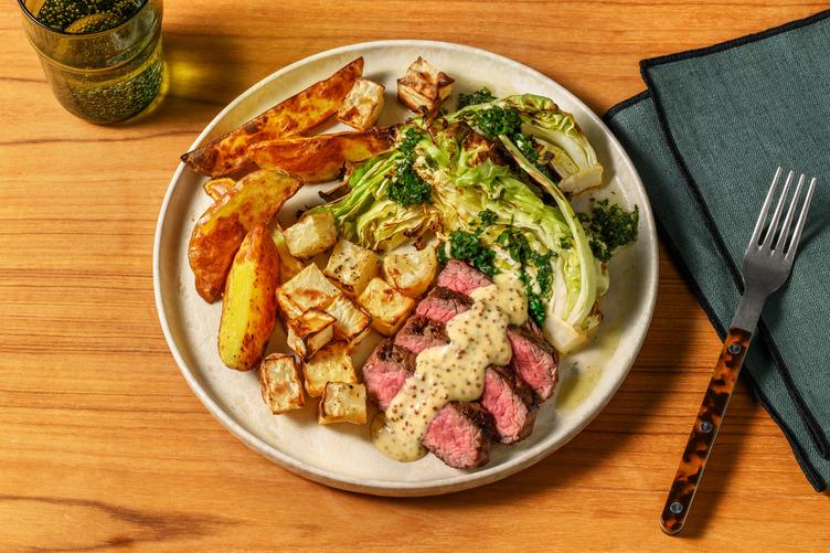 Pandestegt rumpsteak og gremolata