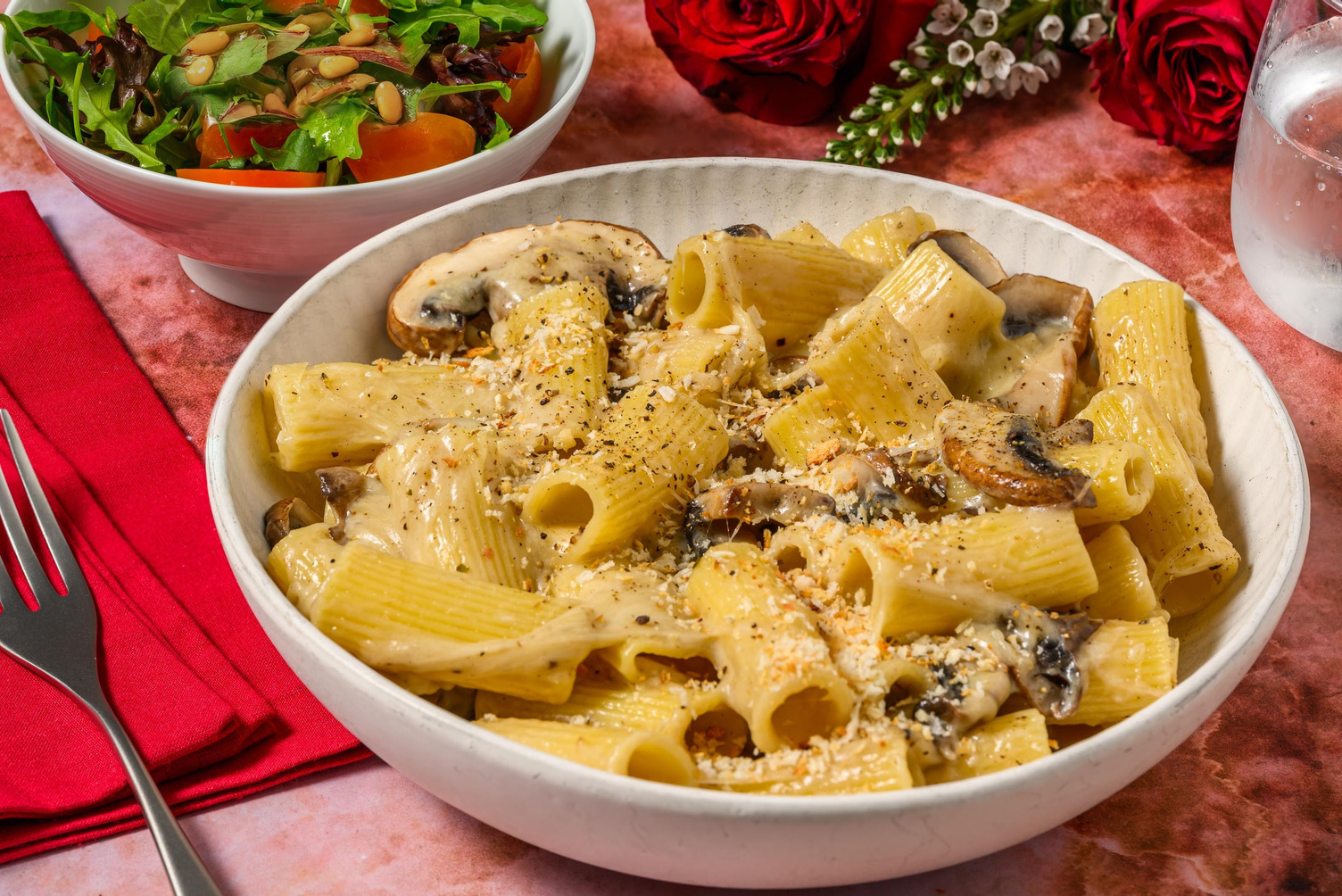 Valentins portobello-'mac and cheese'