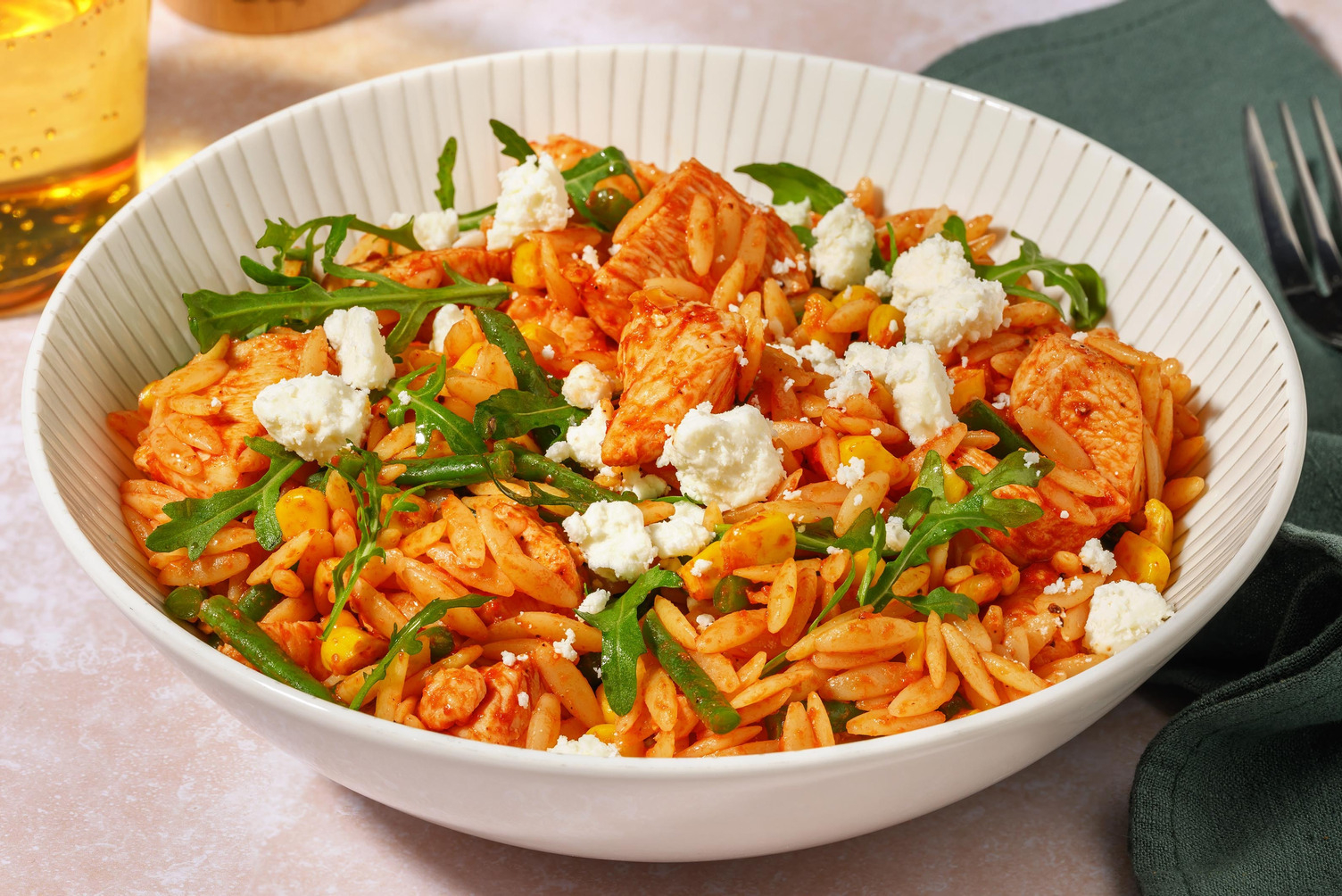 Super Quick Moroccan Inspired Chicken Orzo Salad