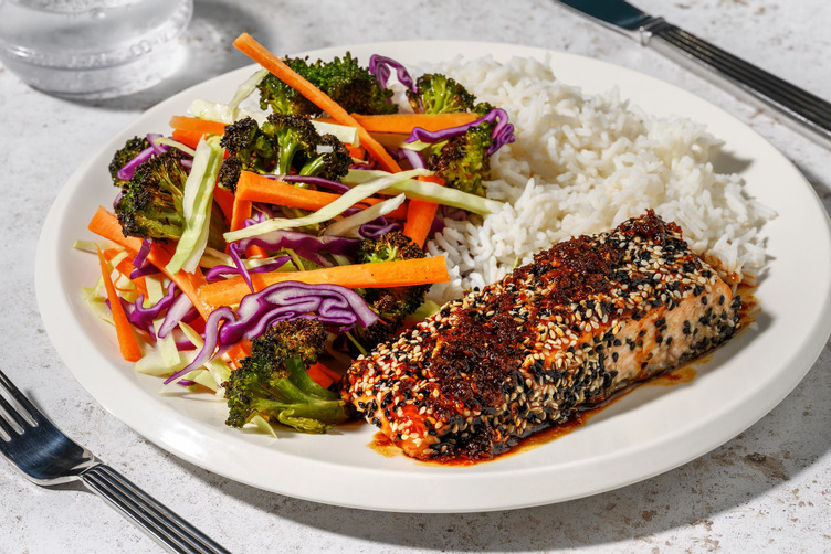 Sesampanert ørret og teriyakisaus