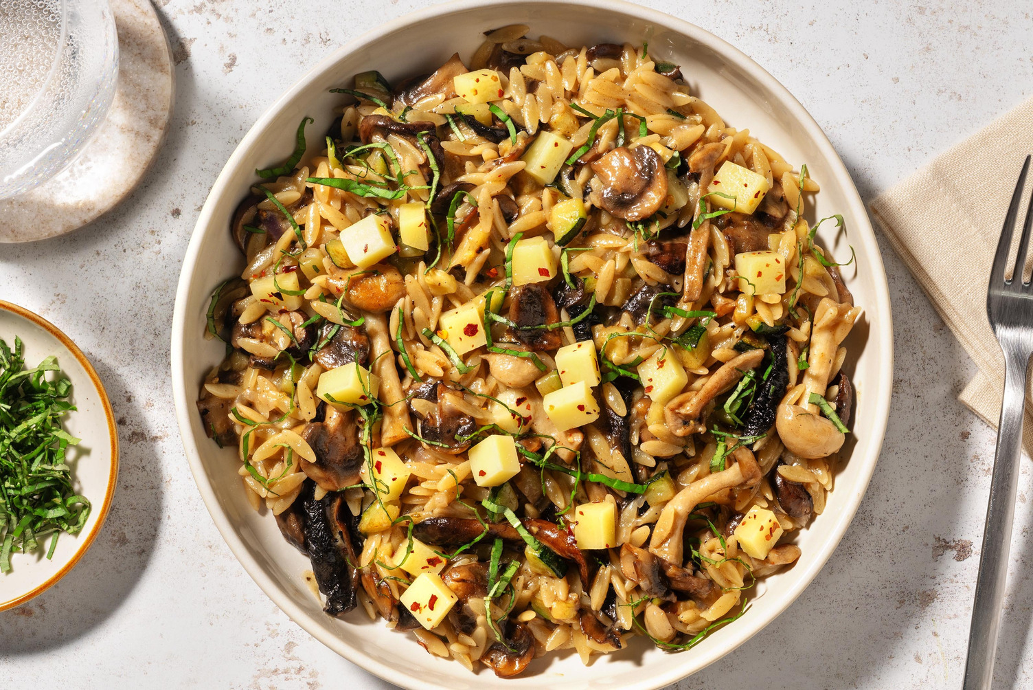 Orzo met umami-paddenstoelen