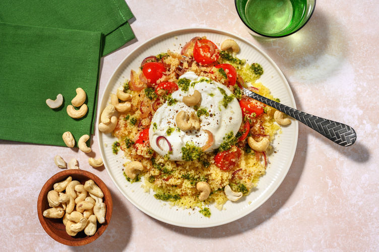 Couscous al pesto di basilico Dop e burrata fresca