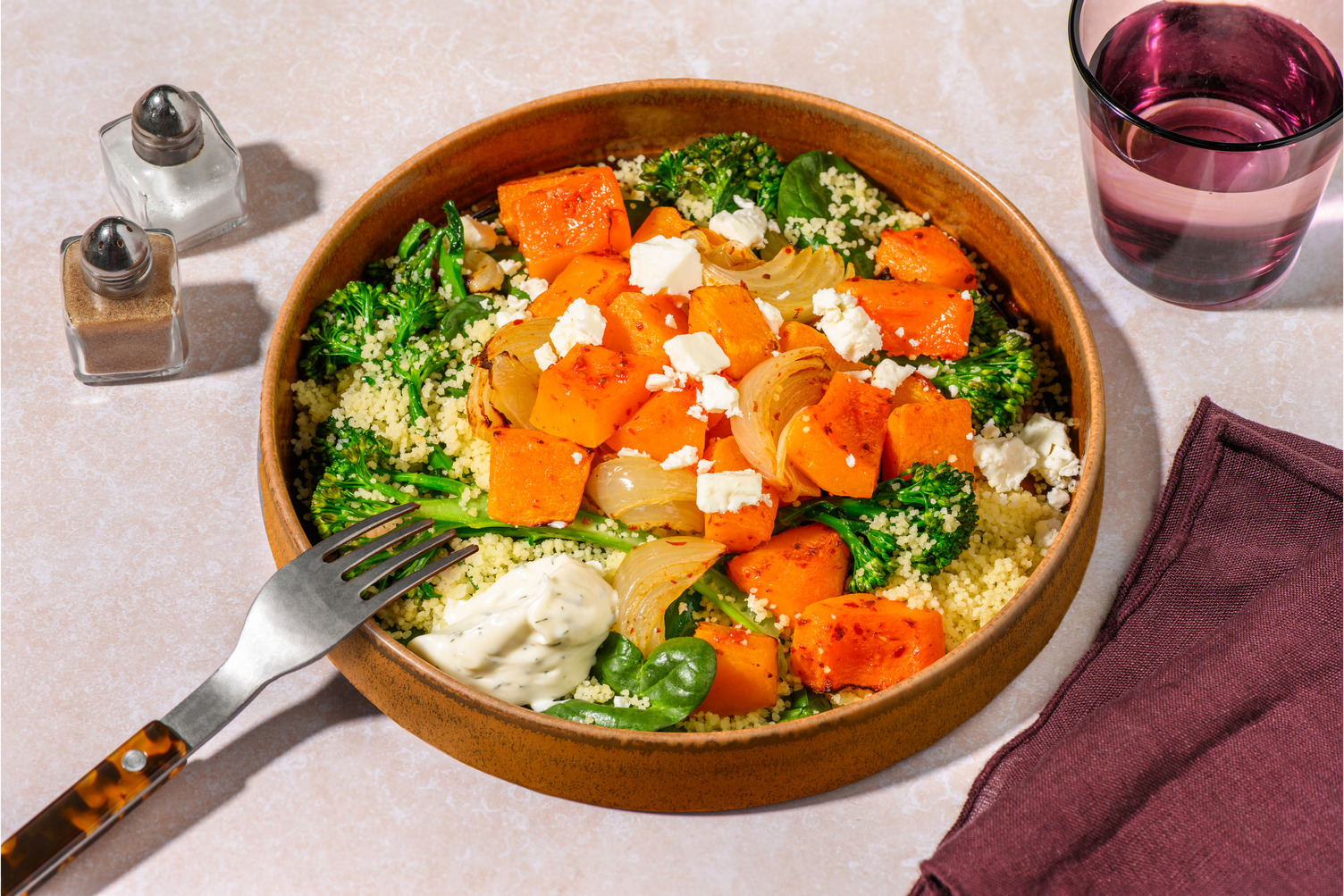 Harissa Beef, Roasted Pumpkin & Veggie Couscous