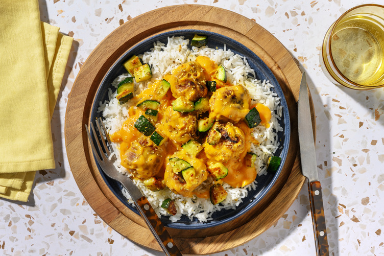 Albóndigas de cerdo en salsa casera de boniato