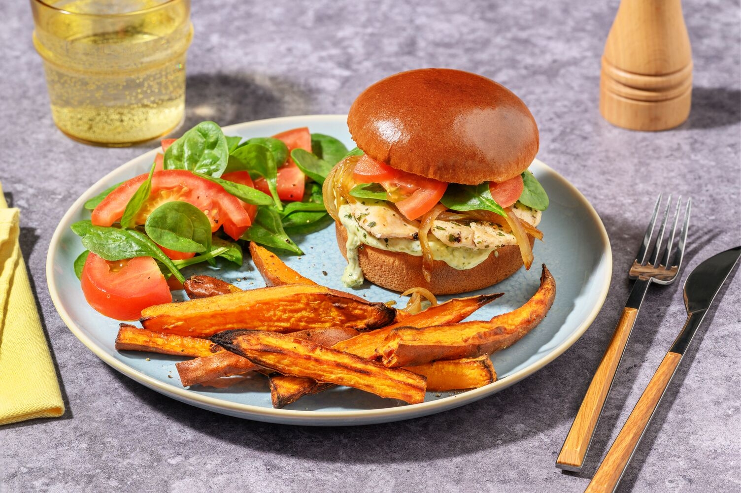 Herby Chicken & Sticky Bacon-Onion Burger