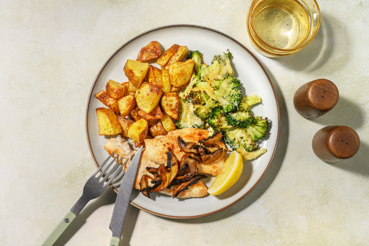 Salmon & Garlicky Portobello Mushrooms