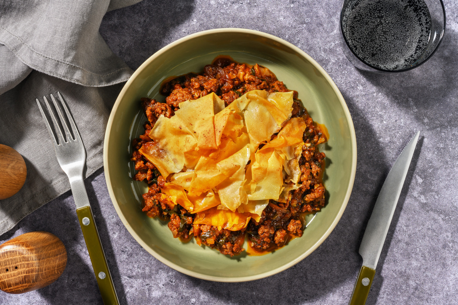 Smokey Plant-Based Mince & Caramelised Onion Filo Pie