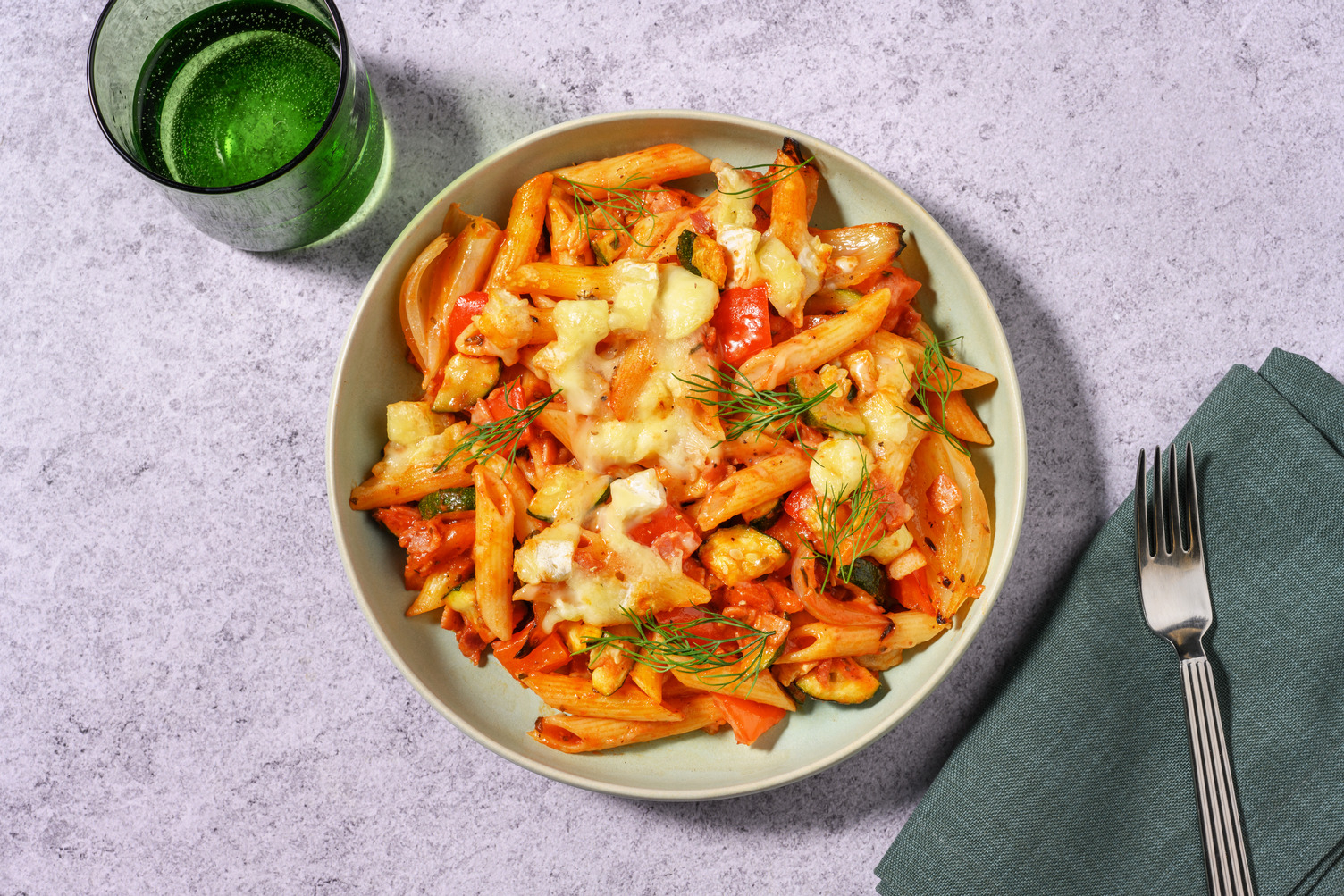 Mediterranean Brie & Chorizo Pasta Bake