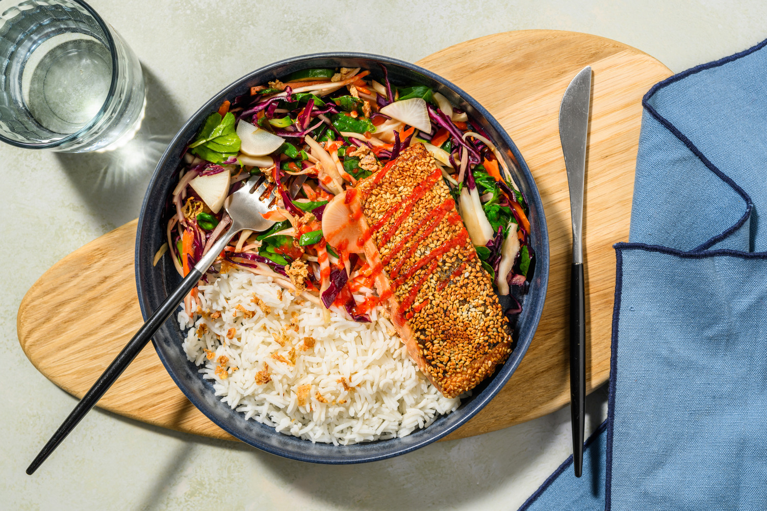Sesame-Crusted Vegetable Gyozas Poke Bowl