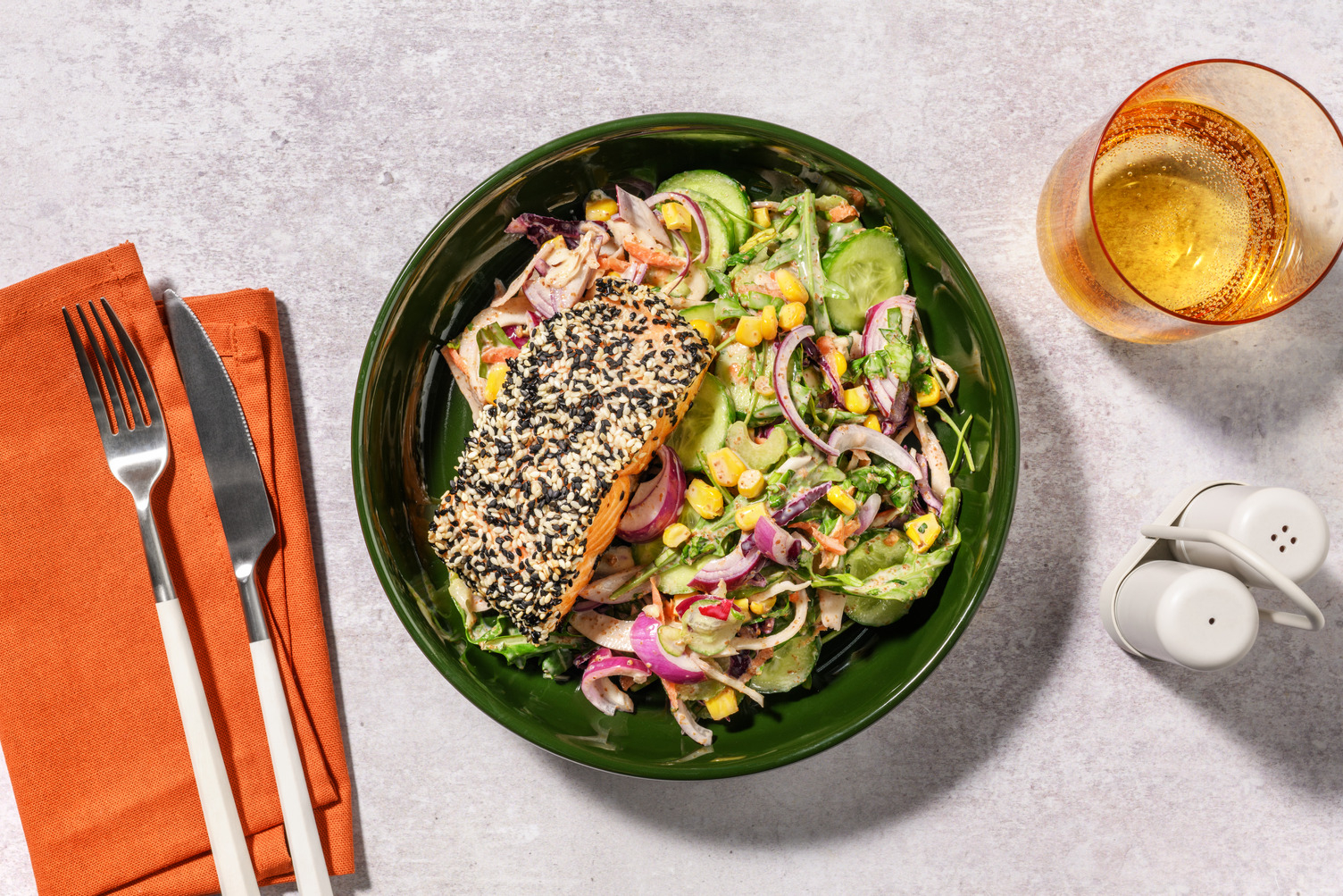 Sesame-Crusted Tofu & Rainbow Salad