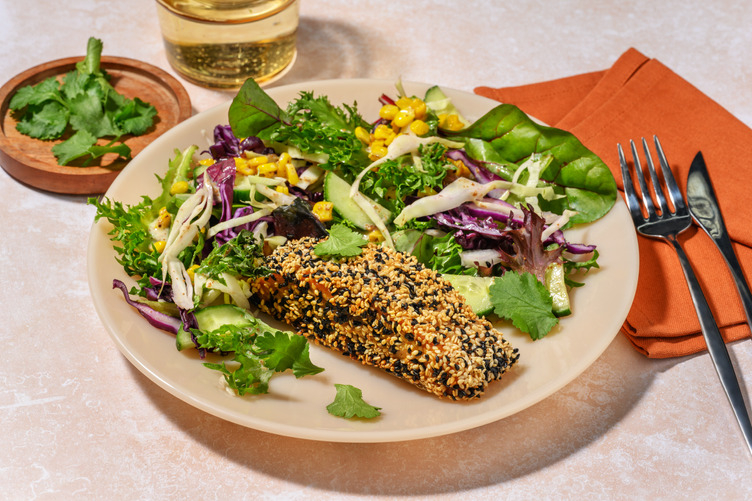 Sesame-Crusted Salmon & Cabbage Salad