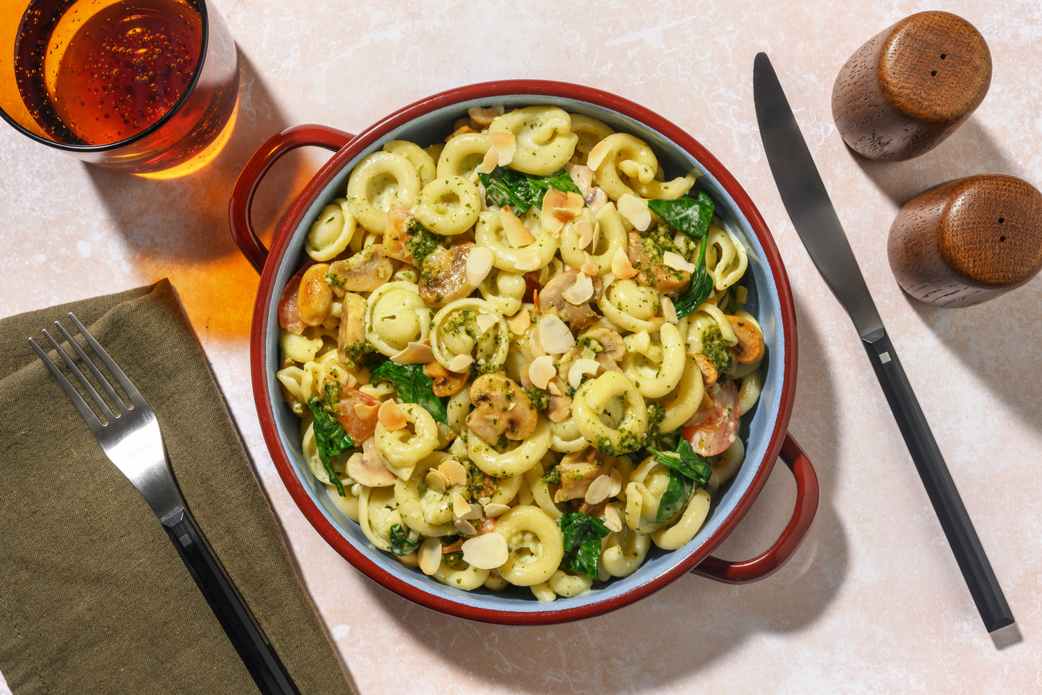 One-Pot Chicken, Pesto & Mushroom Orecchiette