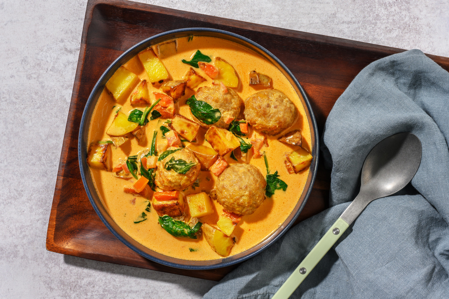 Mild Thai Red Curry Pork Meatball Soup