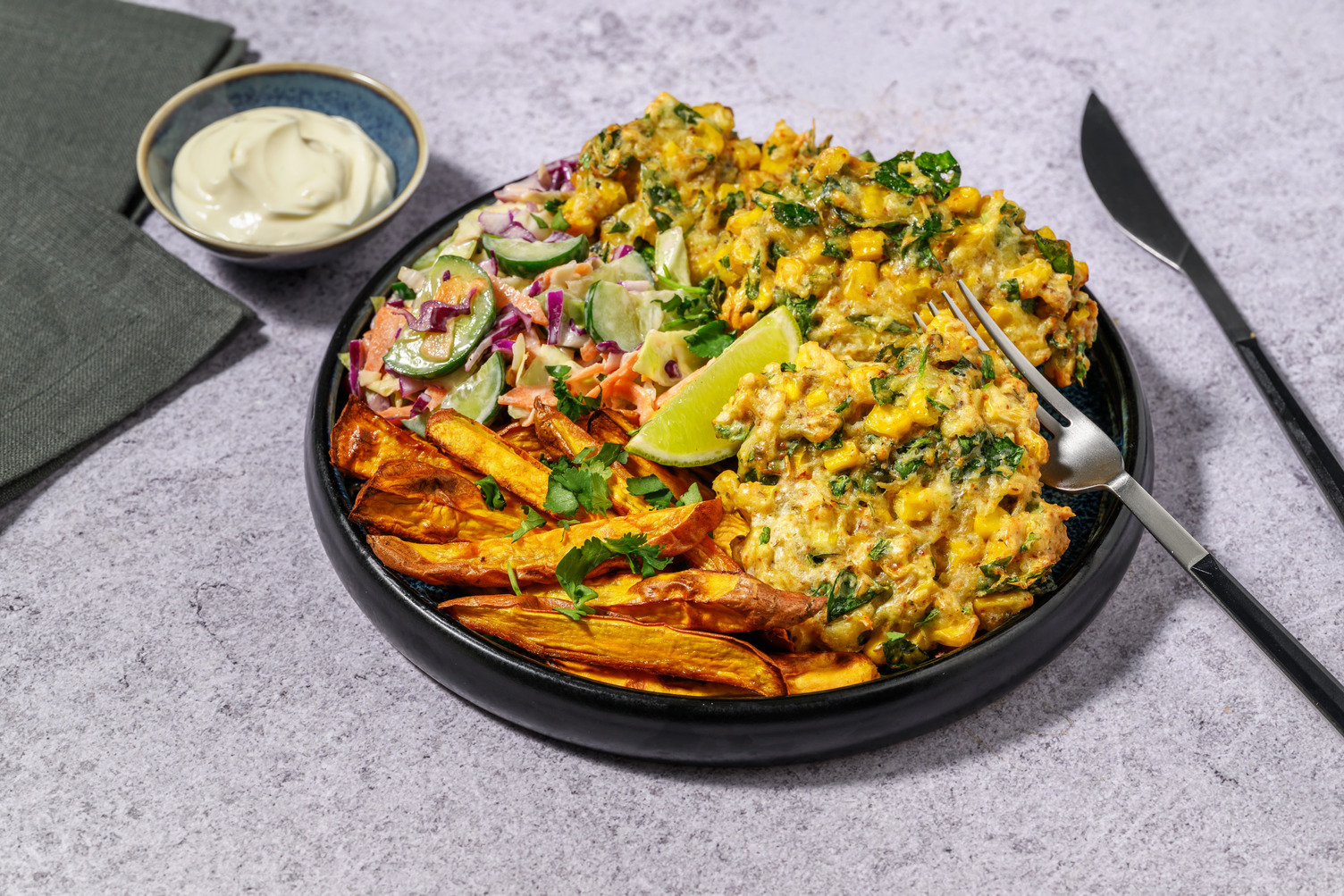 Loaded Mexican Corn & Bacon Fritters