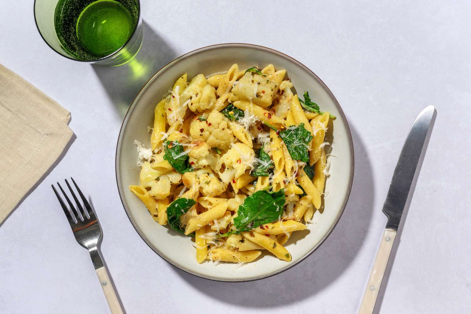 Creamy Bacon, Cauliflower & Parmesan Penne