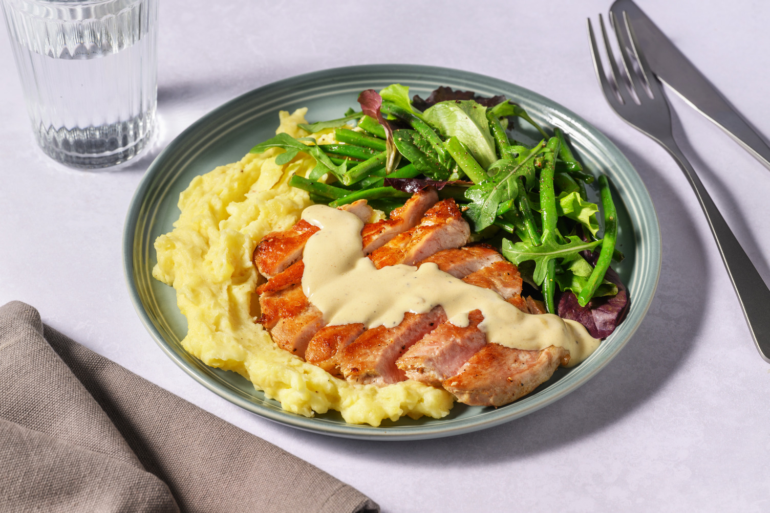 Creamy Mustard Pork & Bacon Steak