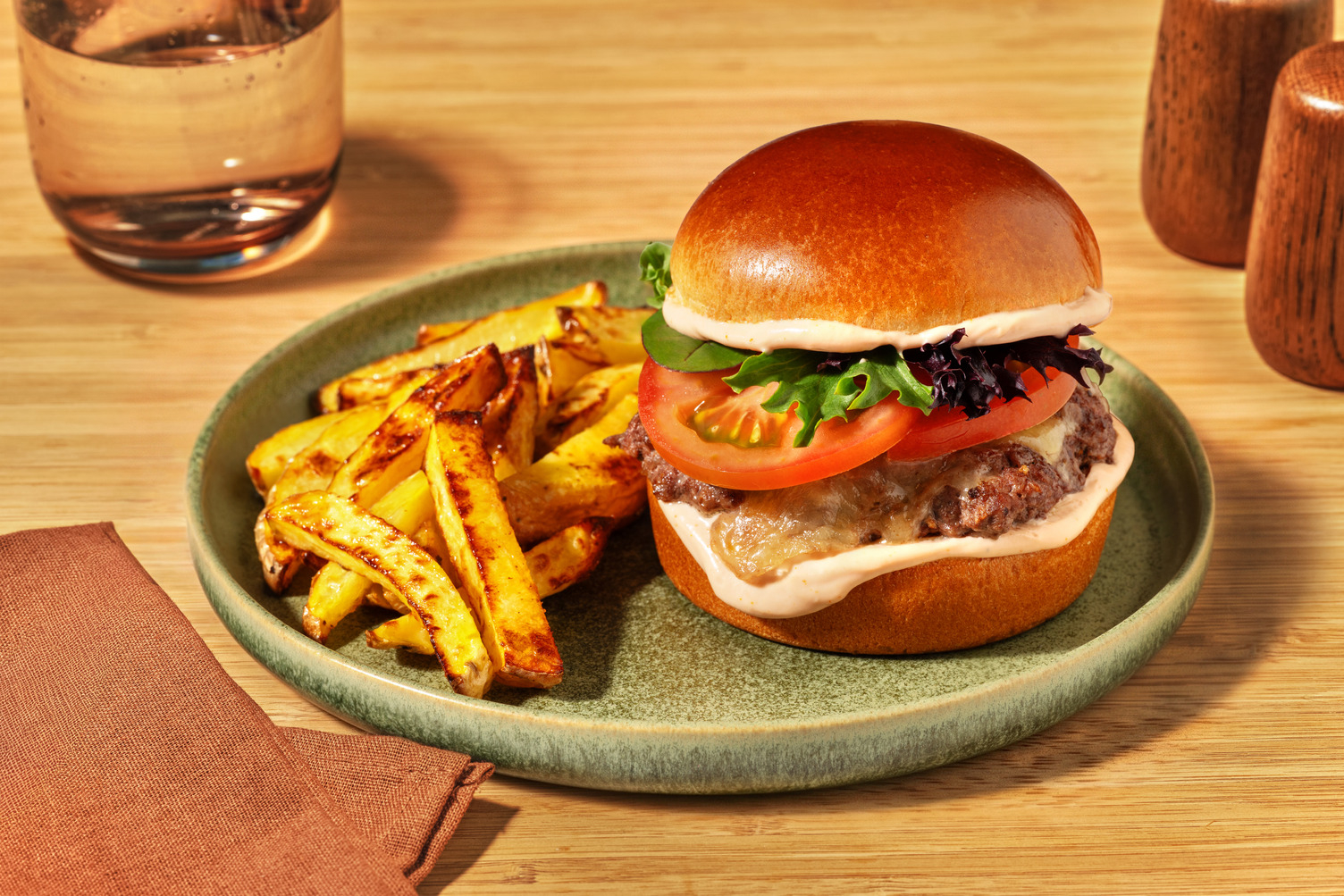 American-Style Beef & Pork Cheeseburger