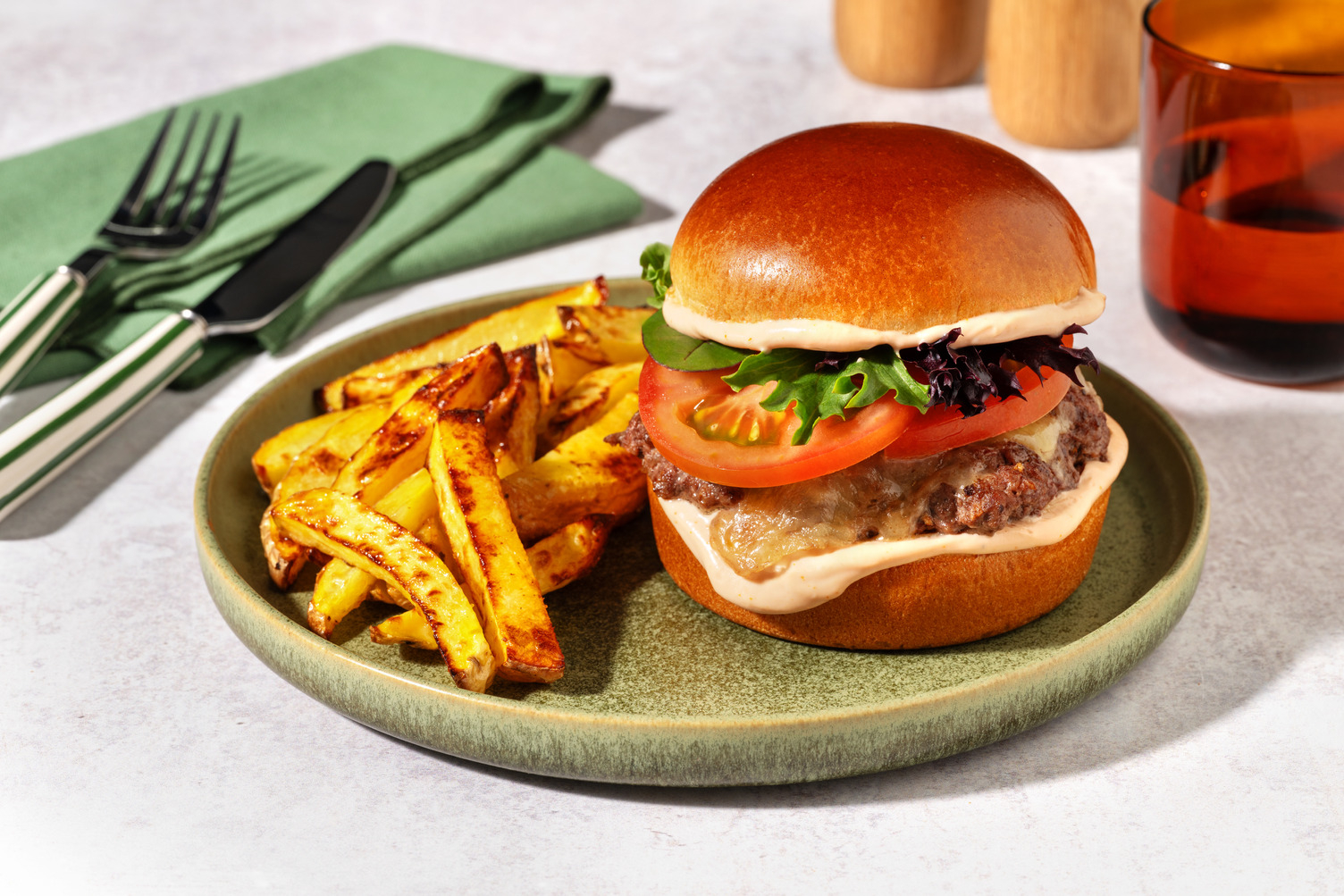 Cheesy Halloumi, Beef & Pork Burger