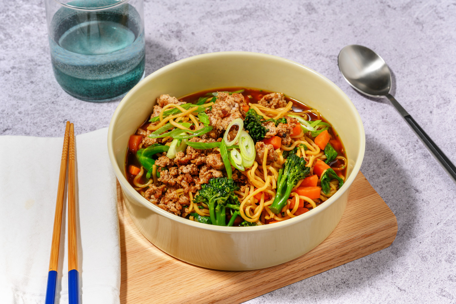 Asian BBQ Tofu Noodle Soup