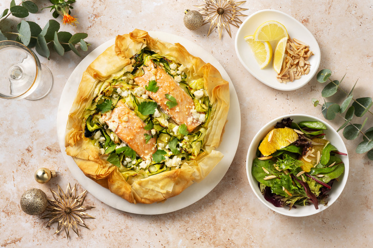 Salmon, Feta & Courgette Filo Galette