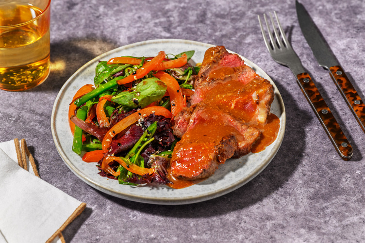Miso-Glazed Beef Rump, Tofu & Capsicum Salad