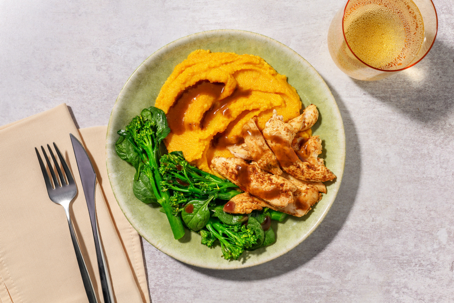 Speedy Kiwi-Spiced Pork Steak & Gravy