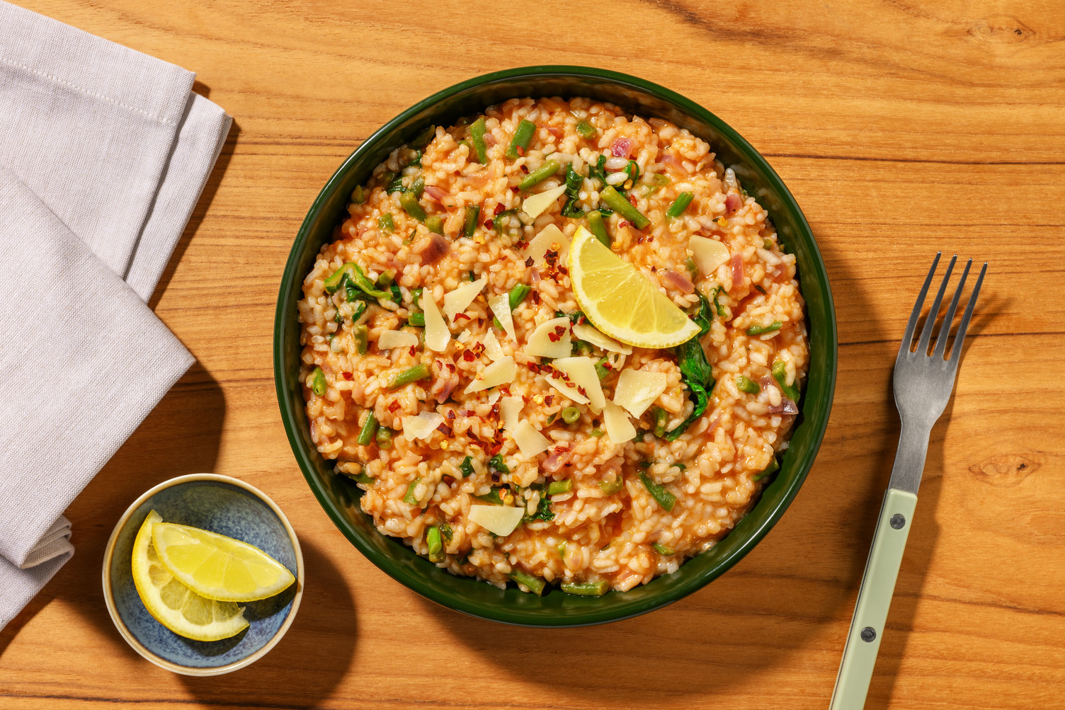 Plant-Based Mince, Basil Pesto & Veggie Risotto