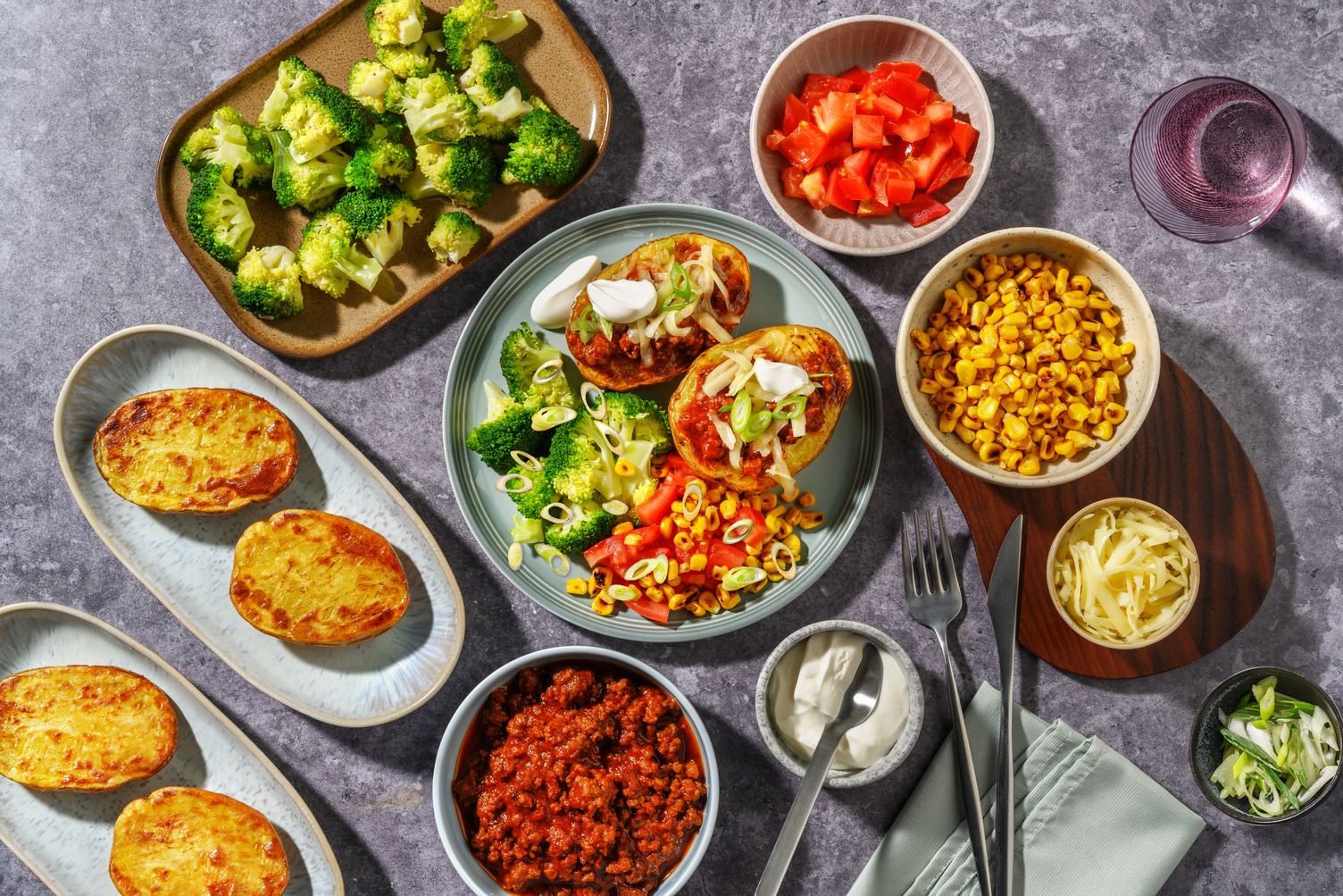 Loaded Beef Baked Potato & Tortilla Bar