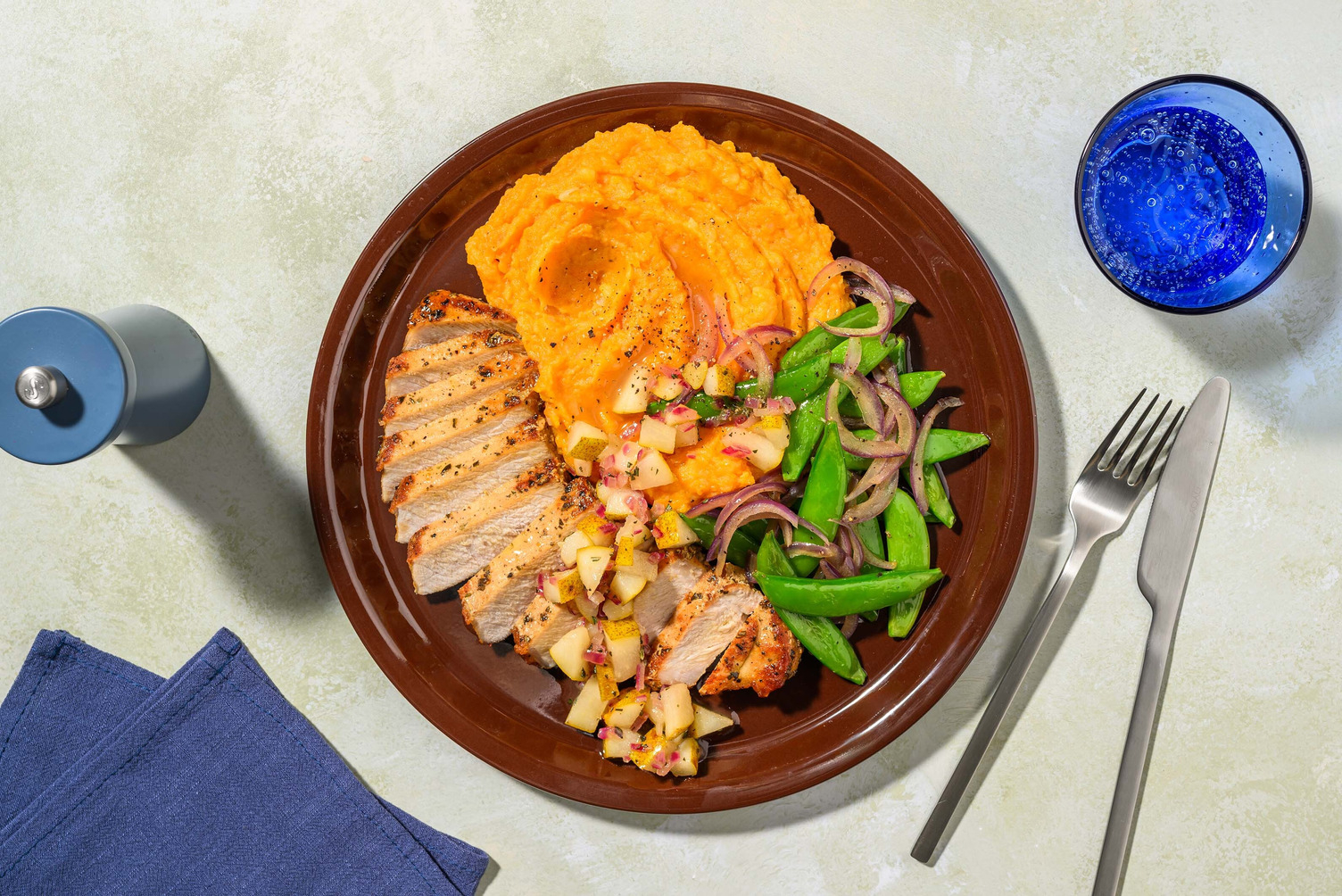 Rosemary Pork Chops and Pear-Onion Chutney