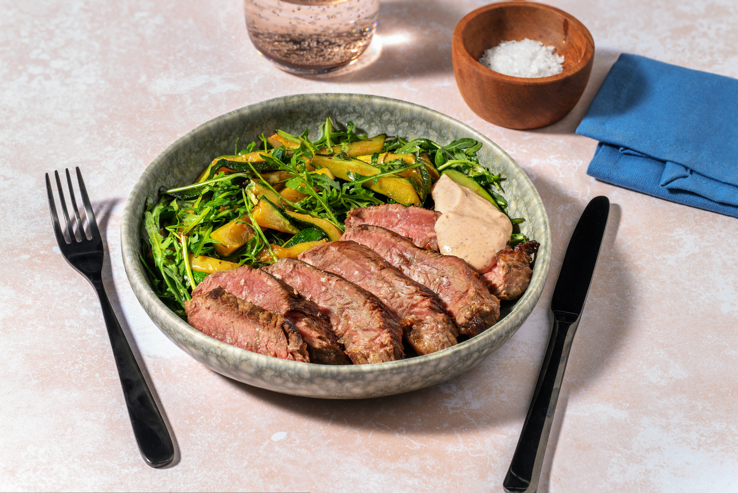 Beef Rump, Haloumi & Charred Zucchini Salad