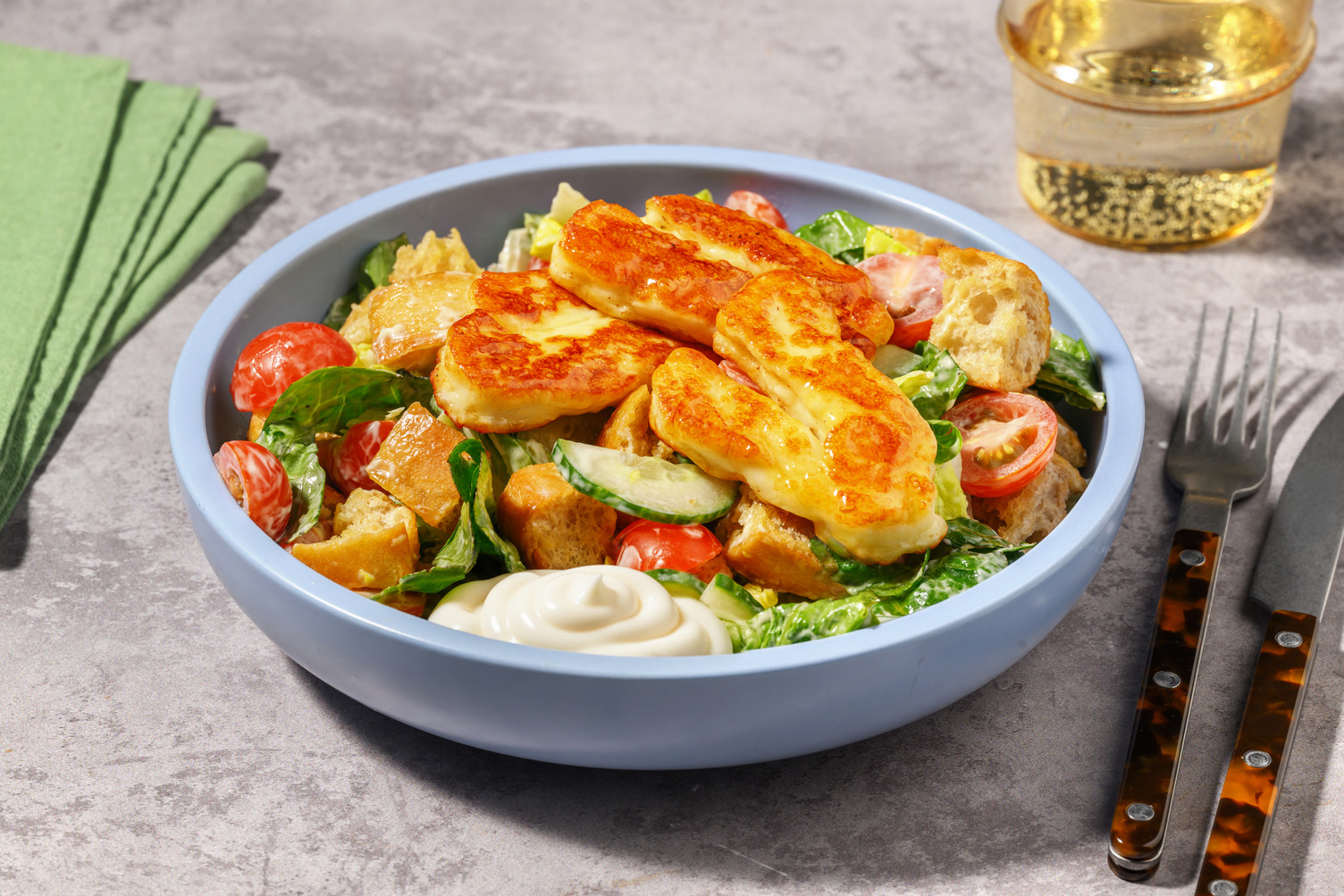 Double Honey-Glazed Halloumi & Caesar-Style Salad