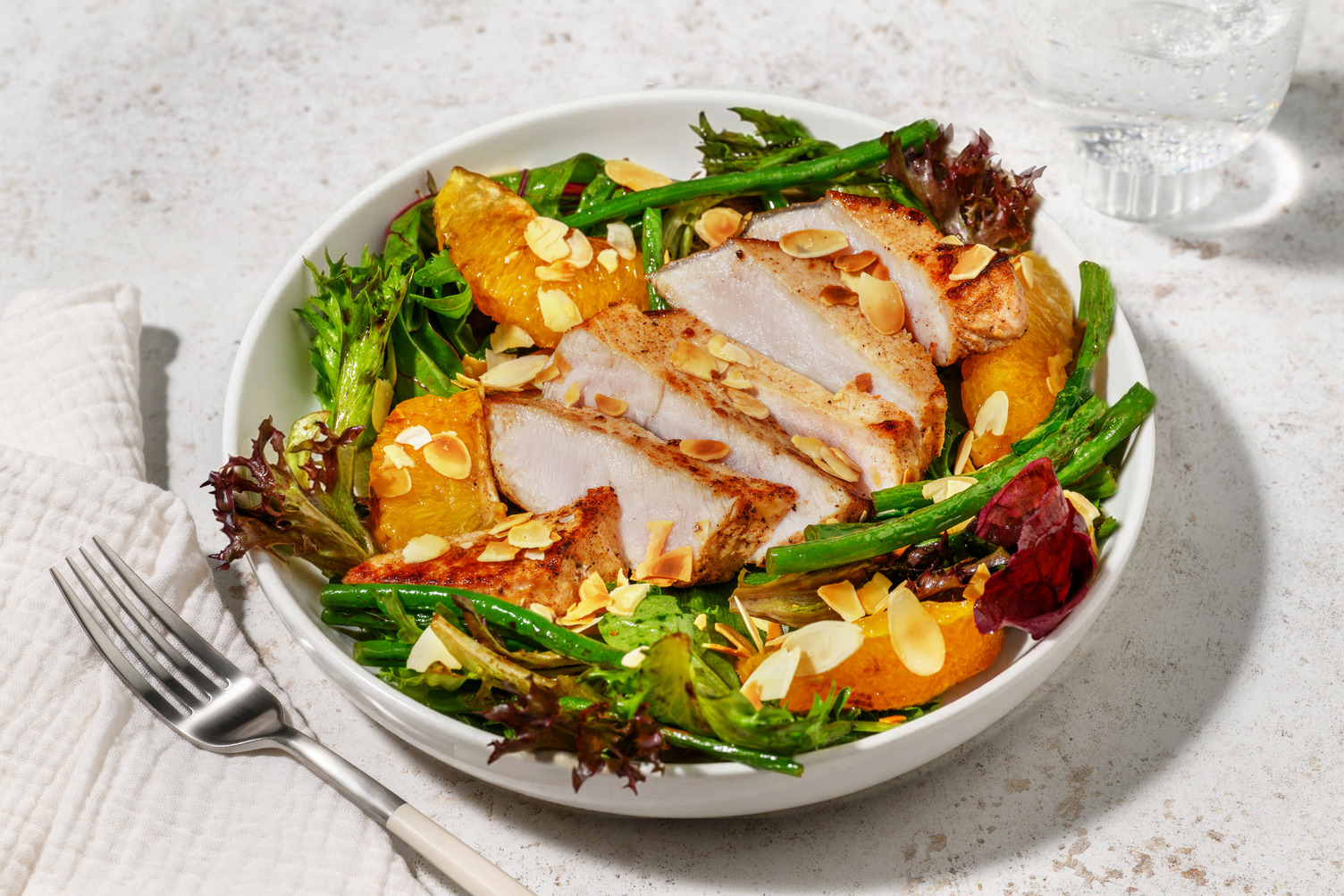 Seared Pork Steak & Green Bean Bacon Salad