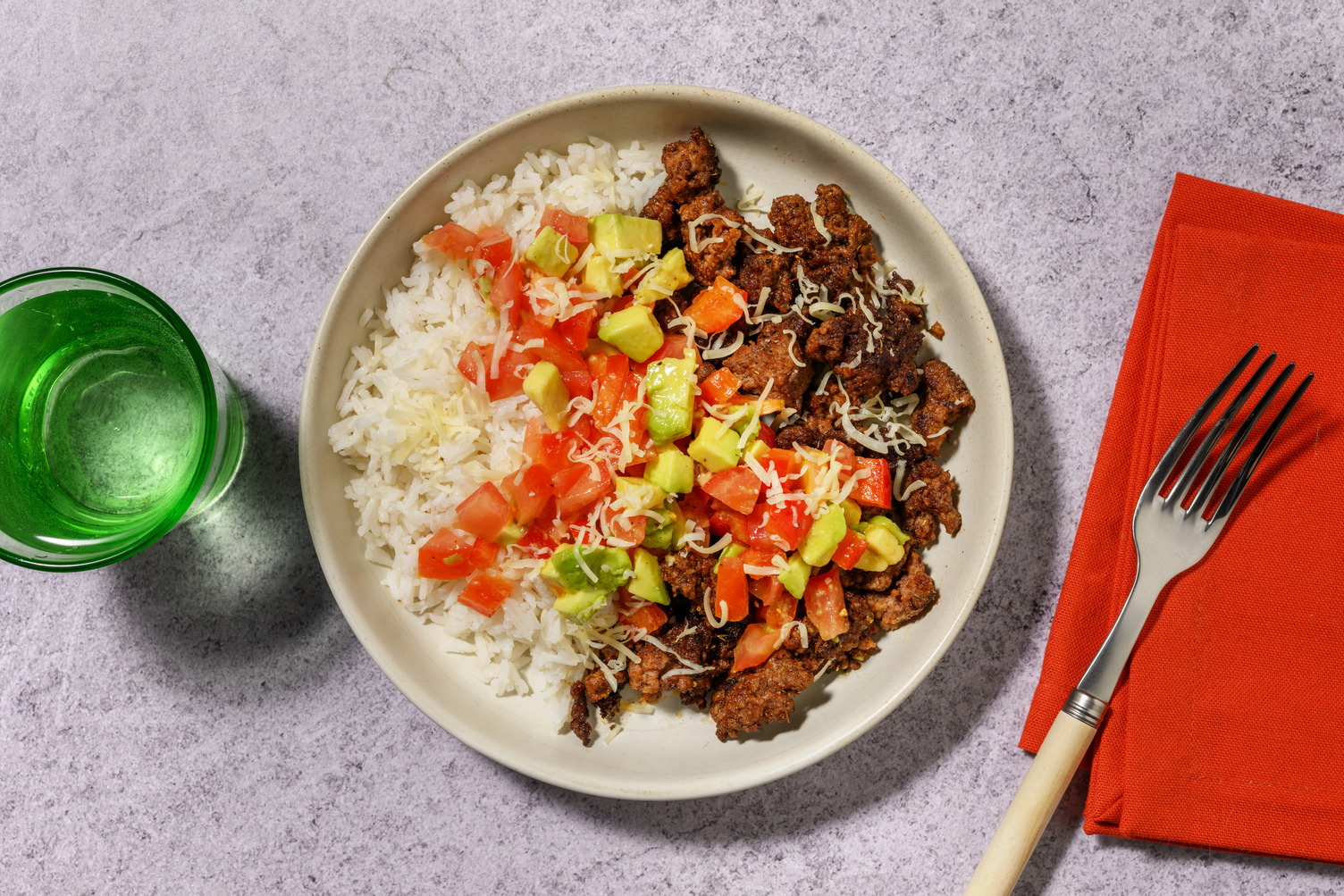 Cheesy Naked Beef Burrito Rice Bowl