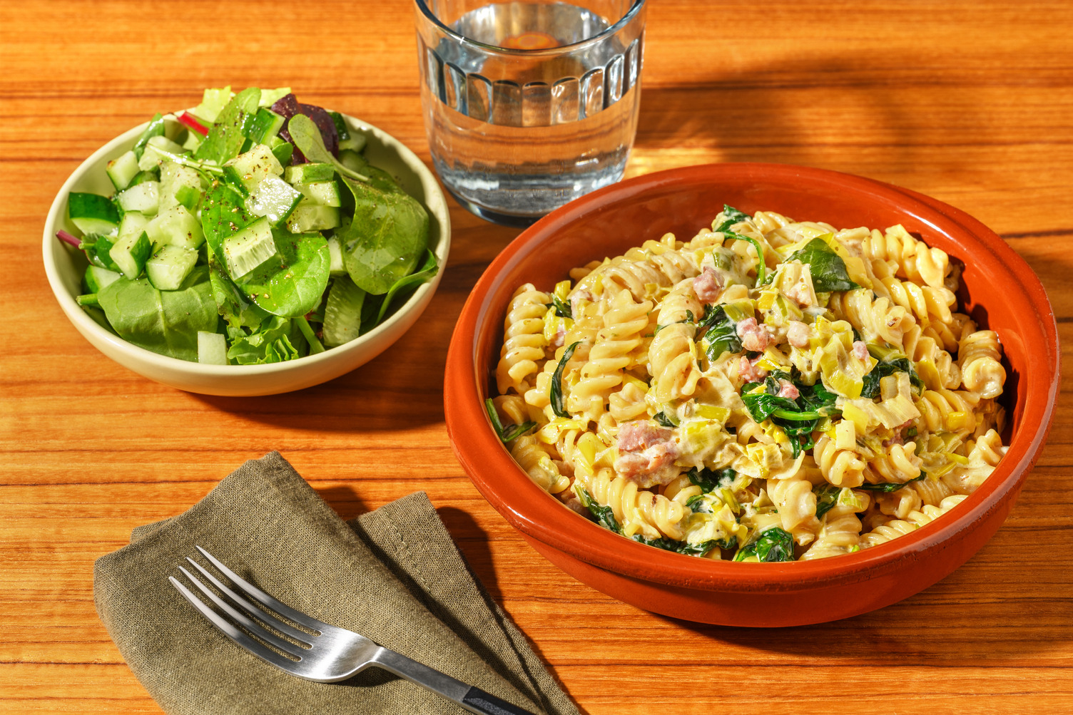HelloHero: Herby Bacon & Leek Pasta
