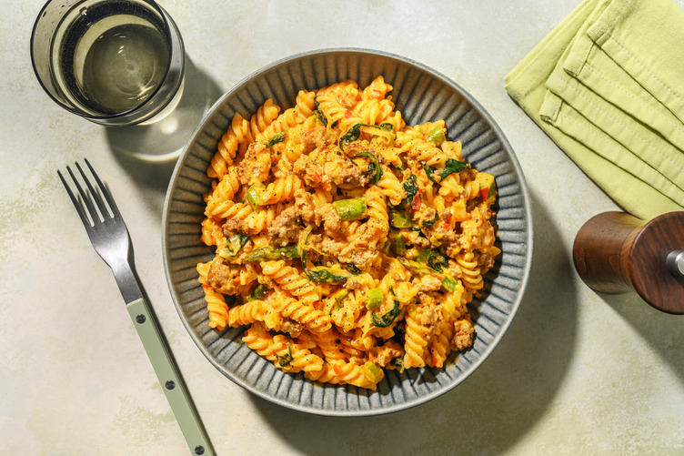 Creamy Lamb Presto Pasta 
