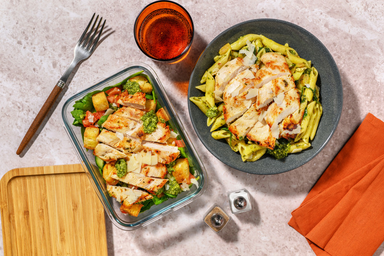 Garlicky Chicken & Cheesy Pesto Penne for Dinner