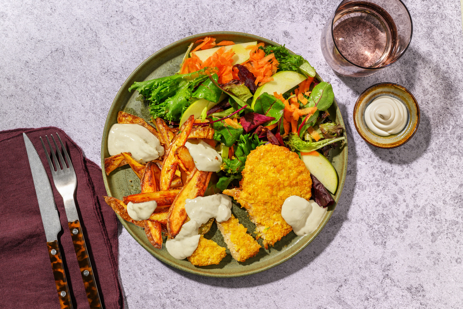 Quick Plant-Based Chick'n, Haloumi & Herby Wedges