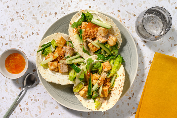 Express Double Satay Tofu & Mint Salad Tacos