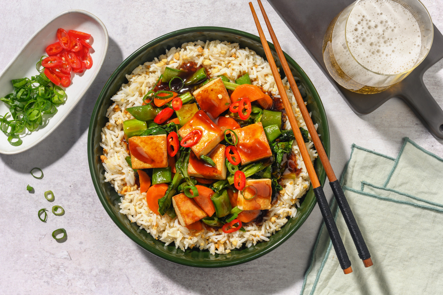 Double Umami Tofu & Pea Pod Stir-Fry