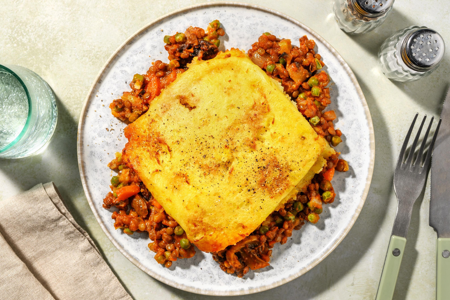 Mushroom and Turkey Cottage Pie with Plant-Based Cheese