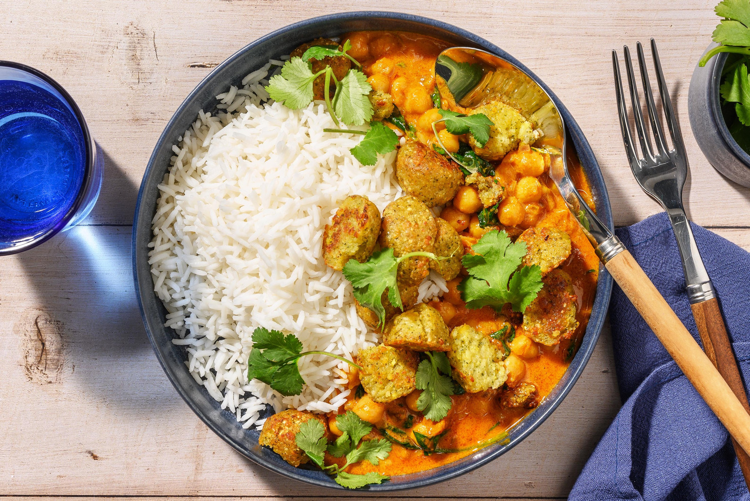 Chana Masala with Crispy Falafel 
