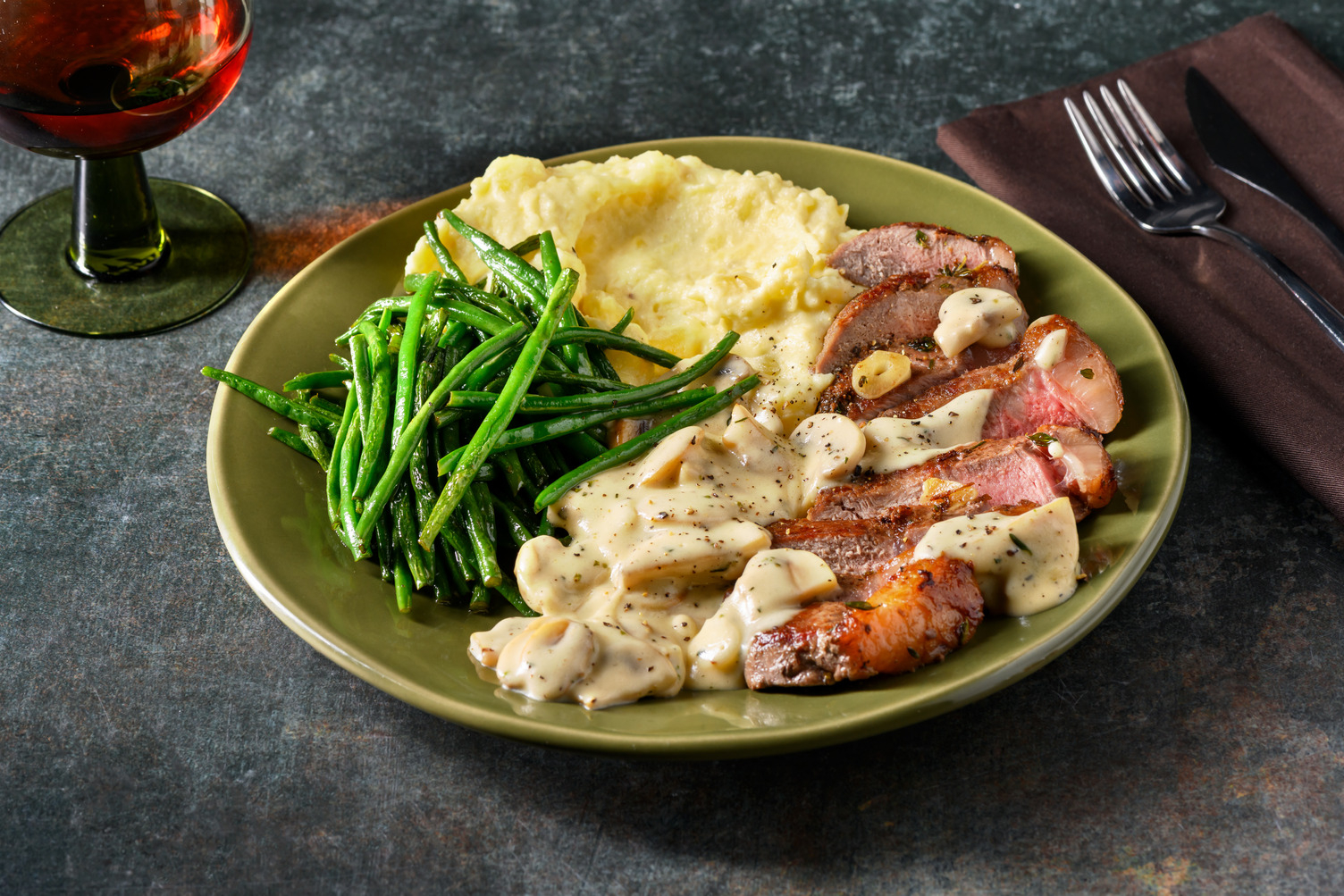 Roast Sirloin & Creamy Mushroom-Herb Sauce
