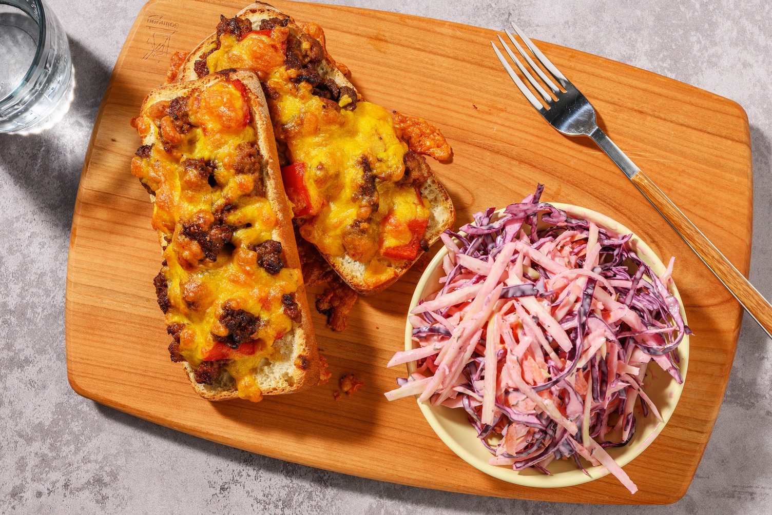 Open-Faced BBQ Beef and Pork Melts