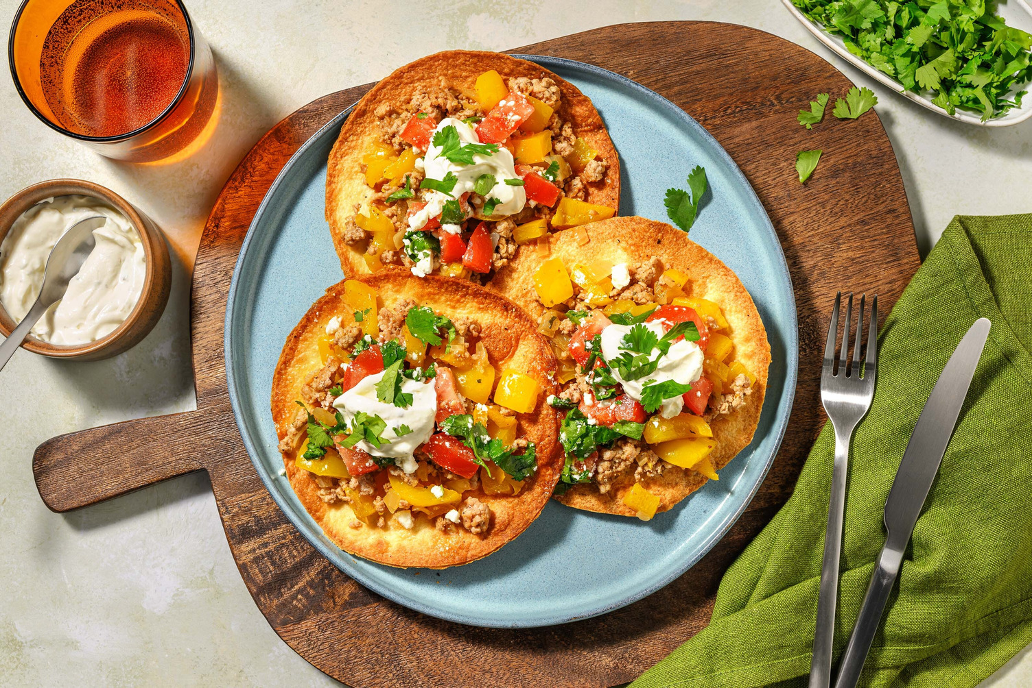 Messy Beef and Pork Tostadas