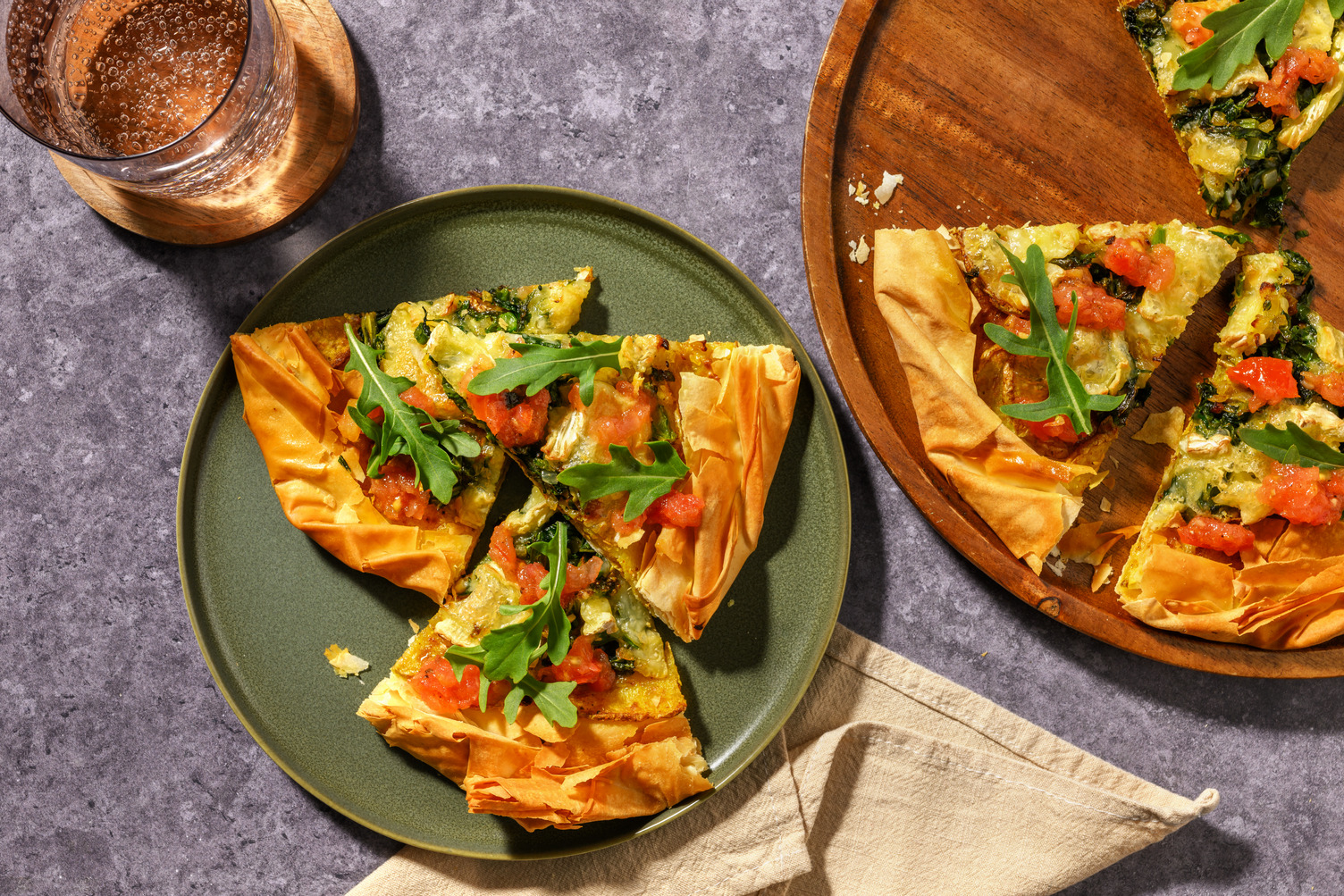 Creamy Brie, Bacon & Silverbeet Filo Galette
