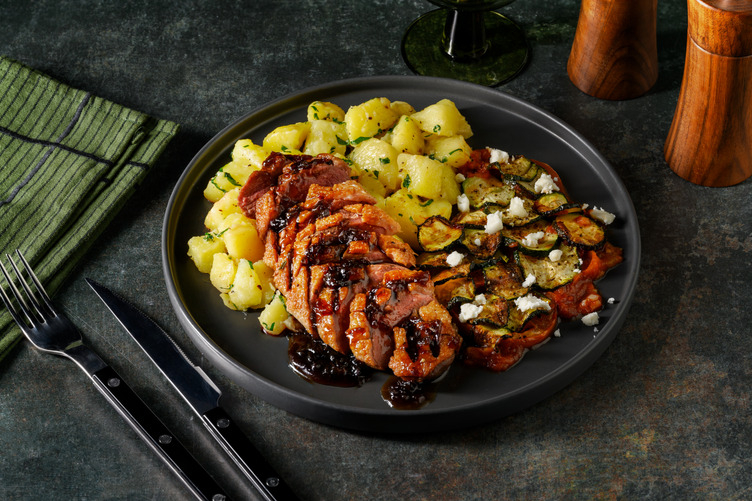 Onion Chutney-Glazed Duck & Ratatouille