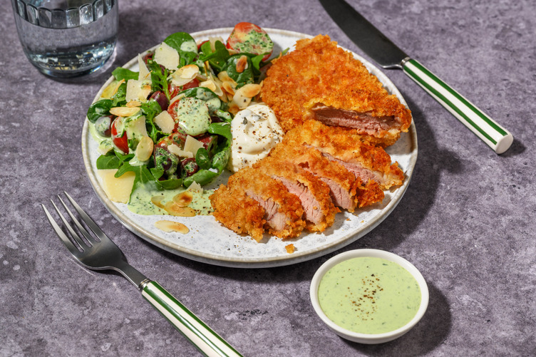 Easy Cheesy Chicken Cotoletta & Olive Salad