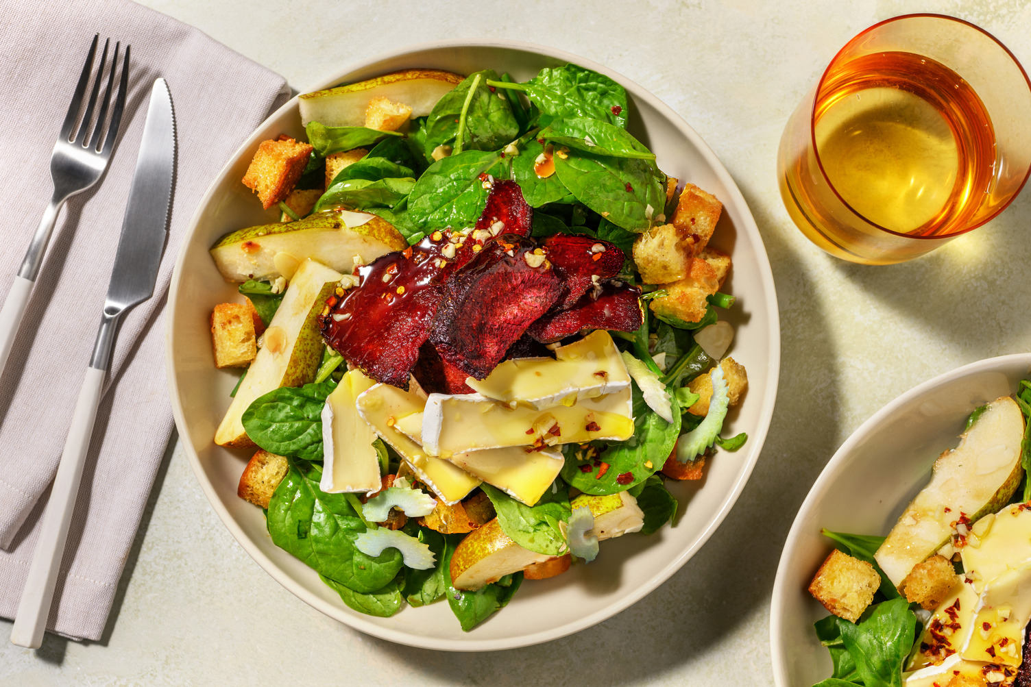 Warm Beetroot, Brie & Crouton Salad